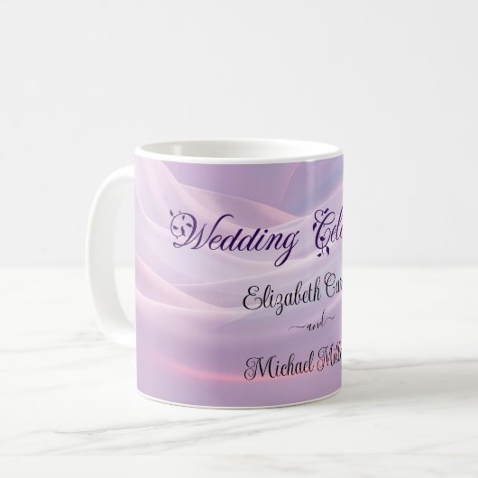 Mug Whispers of Silk : Dreamy Pastel Waves Pink Blue (Devant gauche)