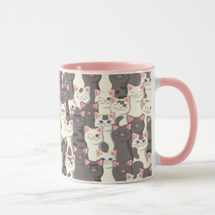 Mug White and gray cats pattern