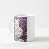 Mug White Arctic Fox Lavender William Morris Floral (Devant gauche)