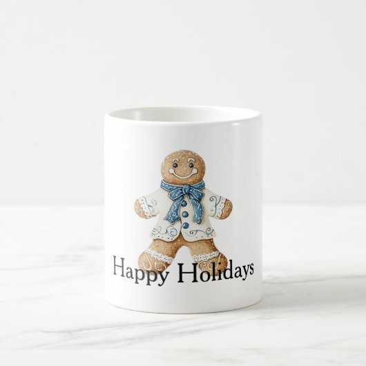 Mug White Blue Gingerbread Man Cookie Christmas (Centre)