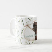Mug White Brown Sheep Flowers  (Devant gauche)