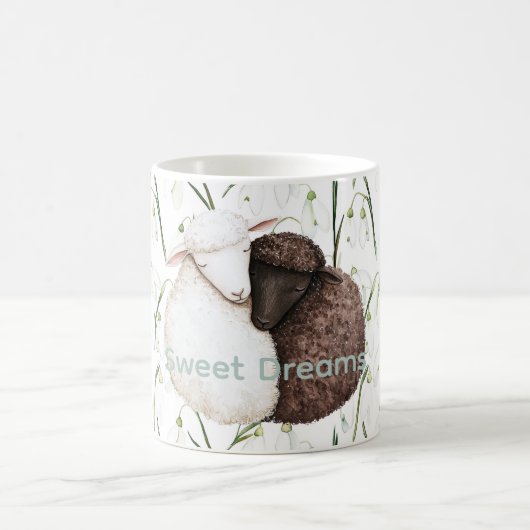 Mug White Brown Sheep Flowers  (Centre)