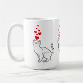 Mug white cat et heart for cat lovers (Gauche)