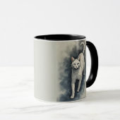 Mug White Cat in a Chinese Ink Drawing Style (Devant droit)