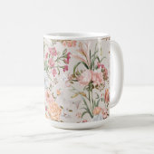 Mug White Cats Pink Roses Floral (Devant droit)