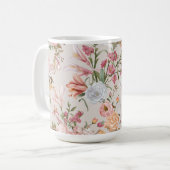 Mug White Cats Pink Roses Floral (Devant gauche)