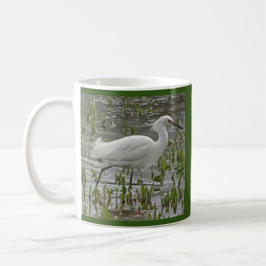 Mug White Egret Photo Nature Thème Elegant Wading Bird (Gauche)