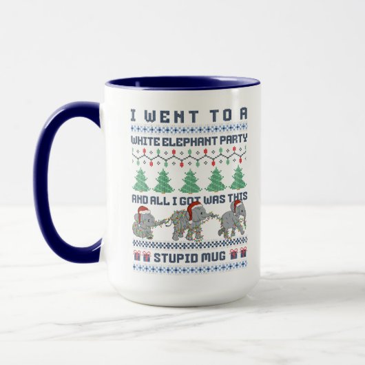 Mug White Elephant Party Funny Ugly Christmas Joke (Gauche)
