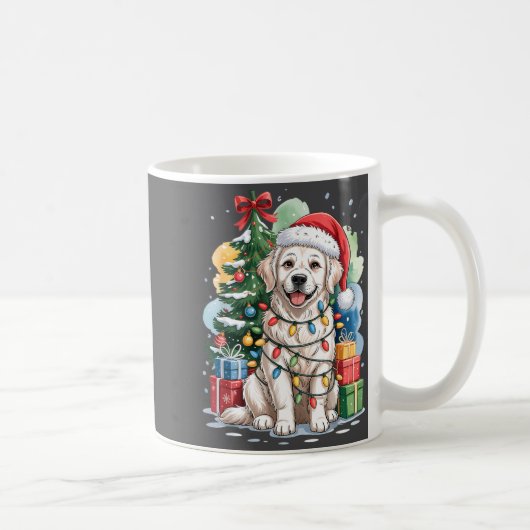Mug White English Golden Retriever Santa Hat Christmas (Droite)