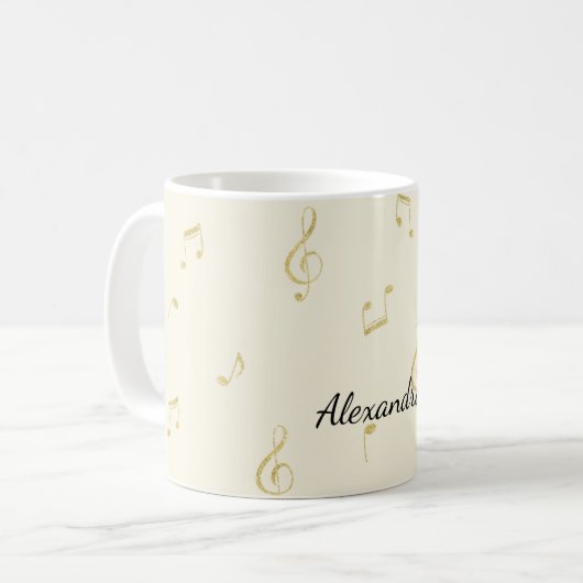 Mug White Gold Music Notes (Devant gauche)