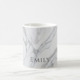 Mug White Gray Personalized Marble Texture