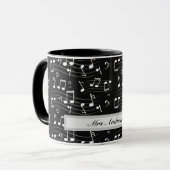 Mug White music notes on black background  (Devant gauche)