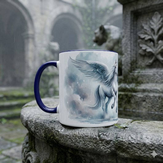Mug White Pegasus Wings Soft Blue Sky Dreamscape