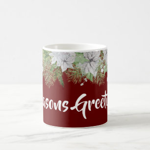Mug White Poinsettia Garland