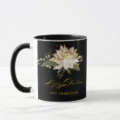 Mug White Poinsettia & Joyeuse calligraphie de Noël (Gauche)
