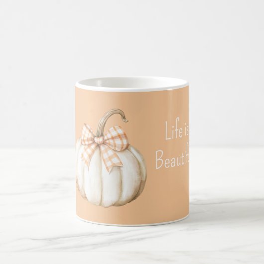 Mug White Pumpkin Peach Orange Cream Bow (Centre)
