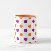 Mug White Purple Orange Polka Dots Pattern (Centre)