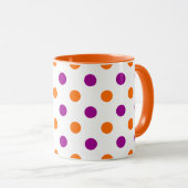 Mug White Purple Orange Polka Dots Pattern (Devant droit)