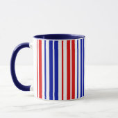 Mug White Red Blue Stripes Pattern   (Gauche)