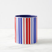 Mug White Red Blue Stripes Pattern   (Centre)