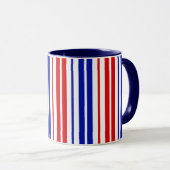 Mug White Red Blue Stripes Pattern   (Devant droit)