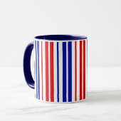 Mug White Red Blue Stripes Pattern   (Devant gauche)