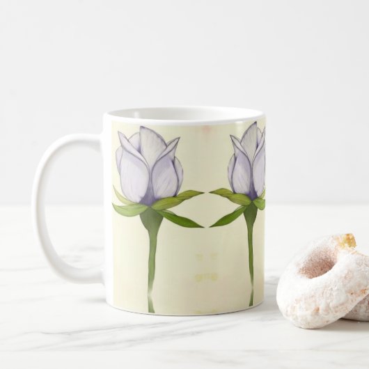 Mug white rose pattern (Avec donut)