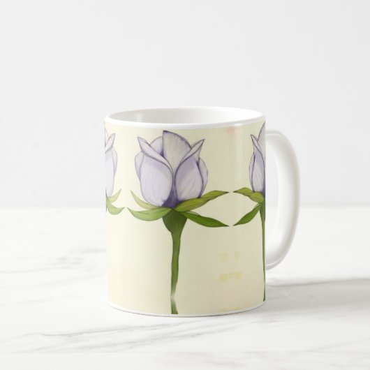 Mug white rose pattern (Devant droit)