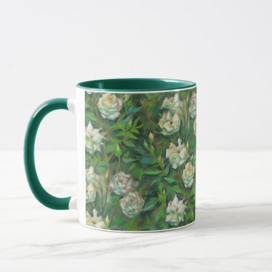 Mug White roses, green leaves, beautiful flowers (Gauche)