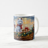 Mug White Samoyed Christmas Boat Holiday (Devant droit)