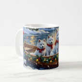 Mug White Samoyed Christmas Boat Holiday (Devant gauche)