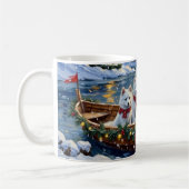 Mug White Samoyed Christmas Boat Holiday (Gauche)