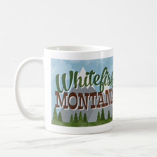 Mug Whitefish Montana Fun Retro Snowy Mounts (Gauche)