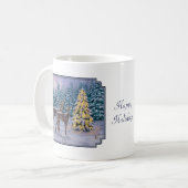 Mug Whitetail Deer & Christmas Tree Scene hivernale (Devant gauche)