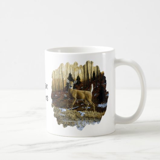 Mug Whitetail Deer Doe dans la forêt d'automne (Droite)