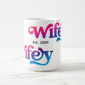 Mug Wifey Couple Mariage Anniversaire personnalisé col (Centre)