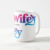 Mug Wifey Couple Mariage Anniversaire personnalisé col (Devant droit)