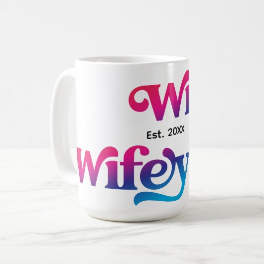 Mug Wifey Couple Mariage Anniversaire personnalisé col (Devant gauche)