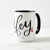 Mug Wifey Simple Black Letting Personnalisé (Devant droit)