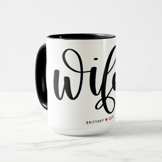 Mug Wifey Simple Black Letting Personnalisé (Devant gauche)