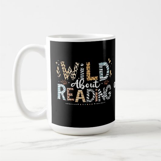 Mug Wild About Reading Book Lover & Animal Design (Gauche)