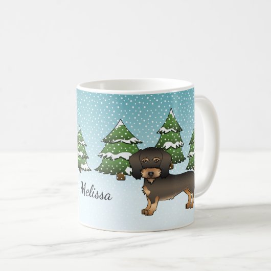 Mug Wild Boar Wire Haired Dachshund Forêt d'hiver Dach (Devant droit)