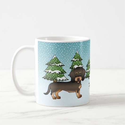 Mug Wild Boar Wire Haired Dachshund Forêt d'hiver Dach (Gauche)