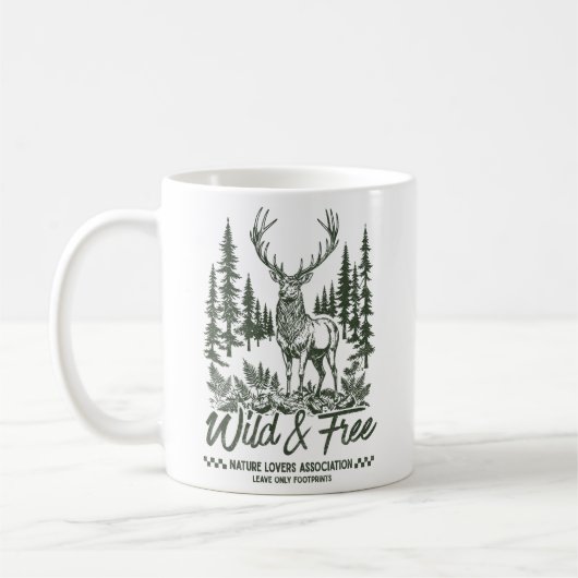 Mug Wild & Free Deer Nature Lover  (Gauche)