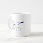 Mug Wild & Free Whale Navy Blue Beach Ocean (Devant gauche)