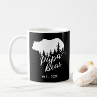 Wild Woodland Papa Bear Personnalisé noir & blanc
