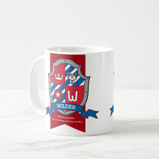 Mug Wilder nom signifiant lettre W chien loup rouge bl (Devant gauche)