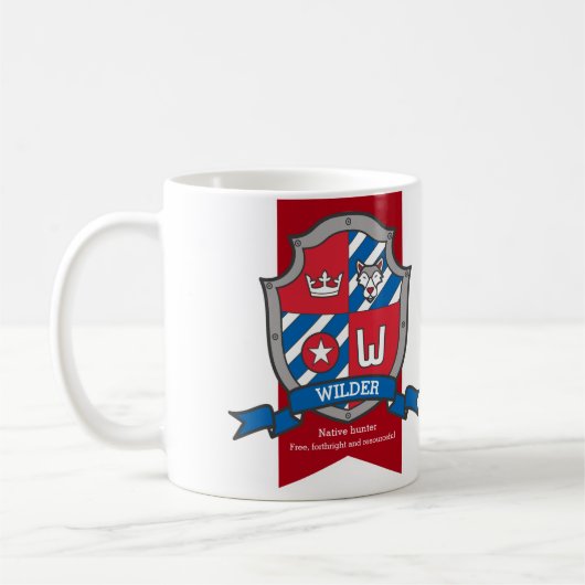 Mug Wilder nom signifiant lettre W chien loup rouge bl (Gauche)