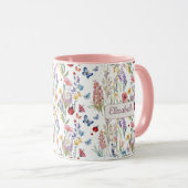 Mug Wildflowers & Pink | Personalized Boho Gift for He (Devant droit)