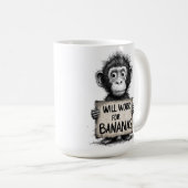 Mug Will Work for Bananas - Humorous Monkey Sketch (Devant droit)